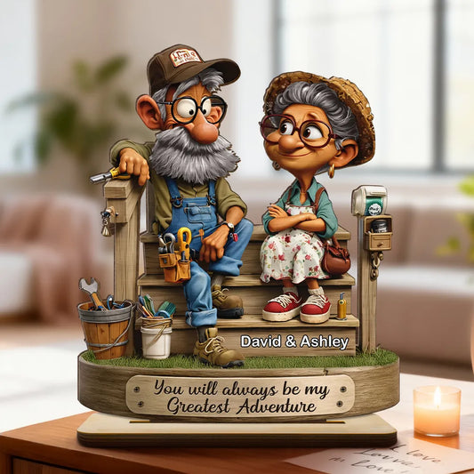 Senior Couple On Porch - Personalized 2-Layered Wooden Plaque - Anniversary, Valentine's Day Gift, Gift For Him, Gift For Her