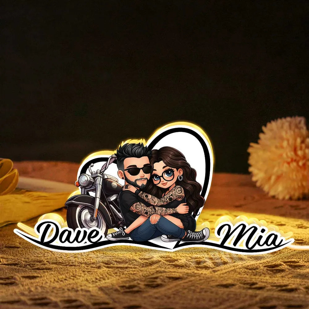 Eternal Love Biker Couple Riding Partners For Life - Personalized Light Box - Gift For Couple, Bikers, Gift For Him, For Her