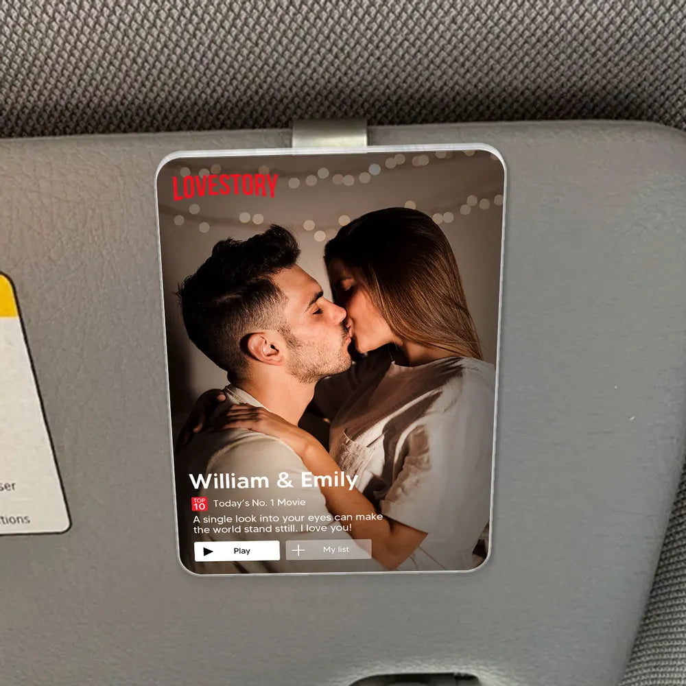 Couple Romantic Love Story - Personalized Acrylic Car Visor - Heartfelt Valentine, Anniversary Gift For Him, For Her