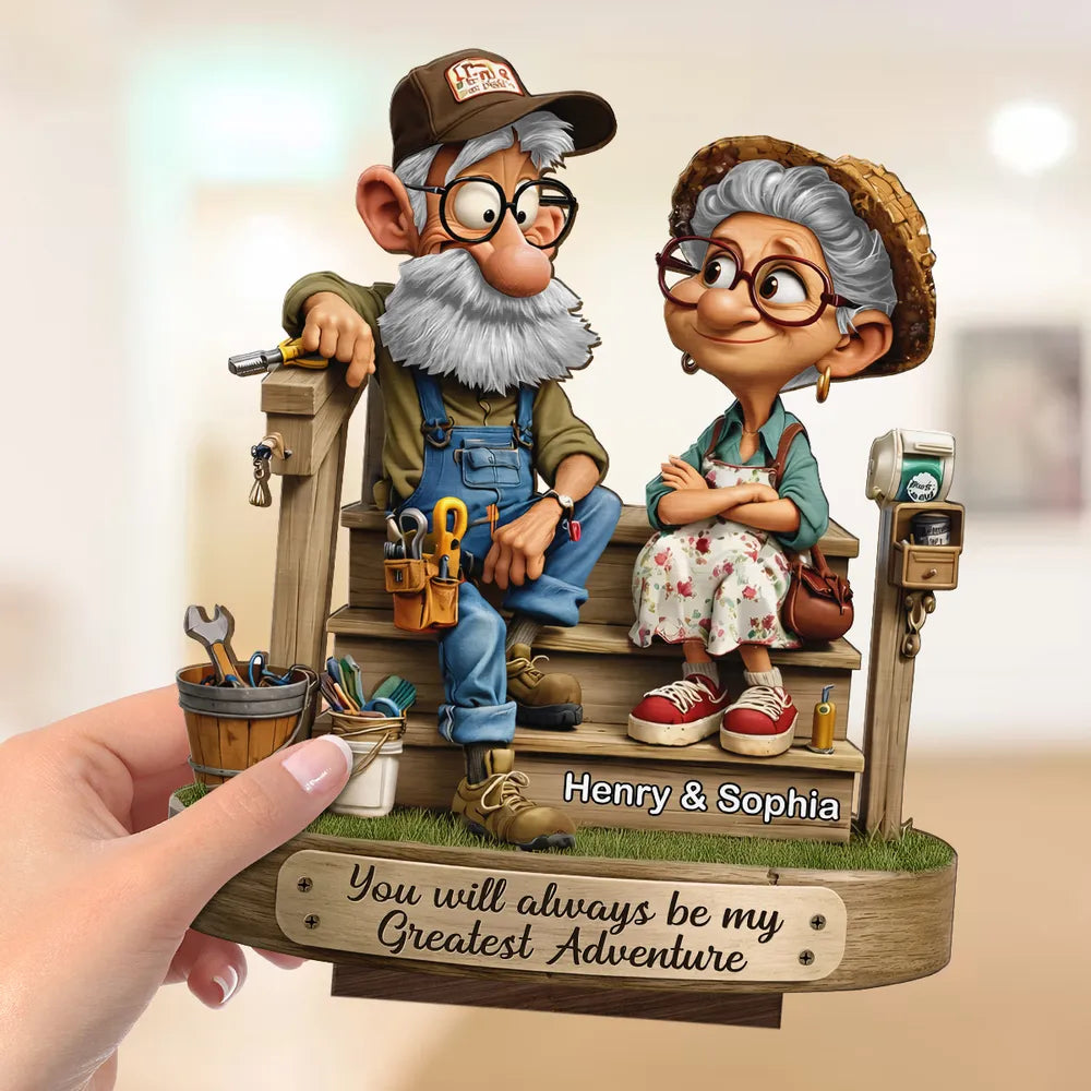 Senior Couple On Porch - Personalized 2-Layered Wooden Plaque - Anniversary, Valentine's Day Gift, Gift For Him, Gift For Her