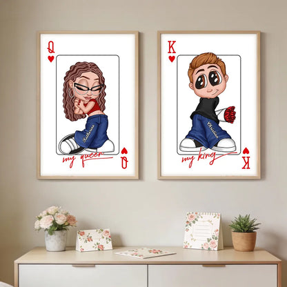 My King My Queen Y2K Couple - Personalized Poster - Valentine's Day Gift, Anniversary Gift For Him, For Her