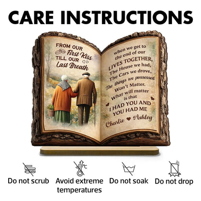 Old Couple Book Plaque - Personalized 2 Layer Standing Wooden Plaque - Gift for Couple