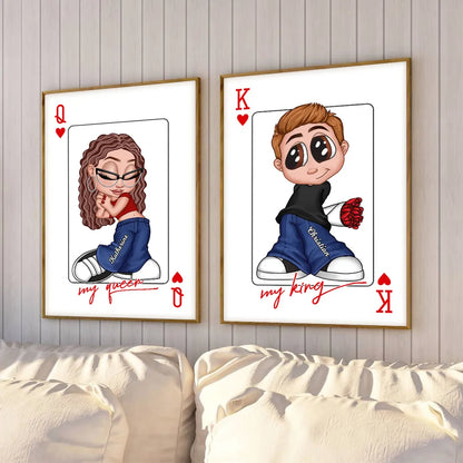 My King My Queen Y2K Couple - Personalized Poster - Valentine's Day Gift, Anniversary Gift For Him, For Her