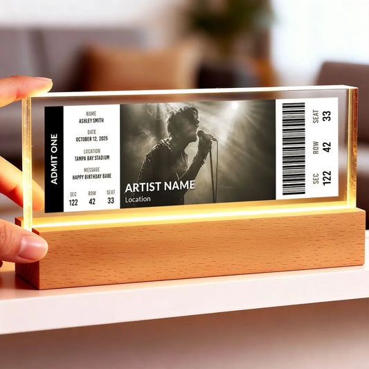 Custom Upcoming Concert Ticket - Personalized Acrylic Block LED Night Light - Surprise Valentine's Day Gift for her, for him