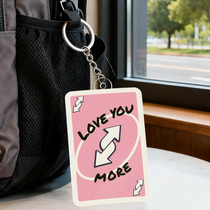Love You More Game Card Style Y2K Couple - Personalized Acrylic Keychain - Valentine's Day Gift, Anniversary Gift For Him, For Her