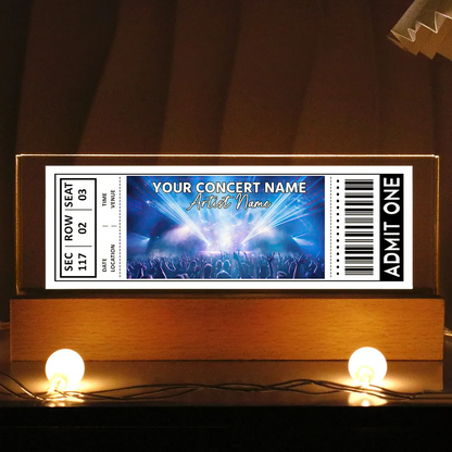 Custom Couple Favorite Music Concert Photo Ticket - Personalized Acrylic Block LED Night Light - Valentine's Day Gift for her, for him