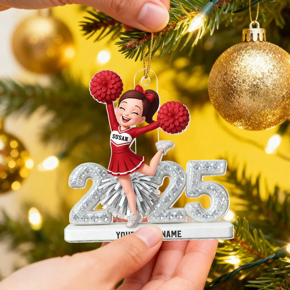 3D Shining Effect Christmas Cheerleader - Personalized Acrylic Ornament - Christmas Gift For Cheerleaders