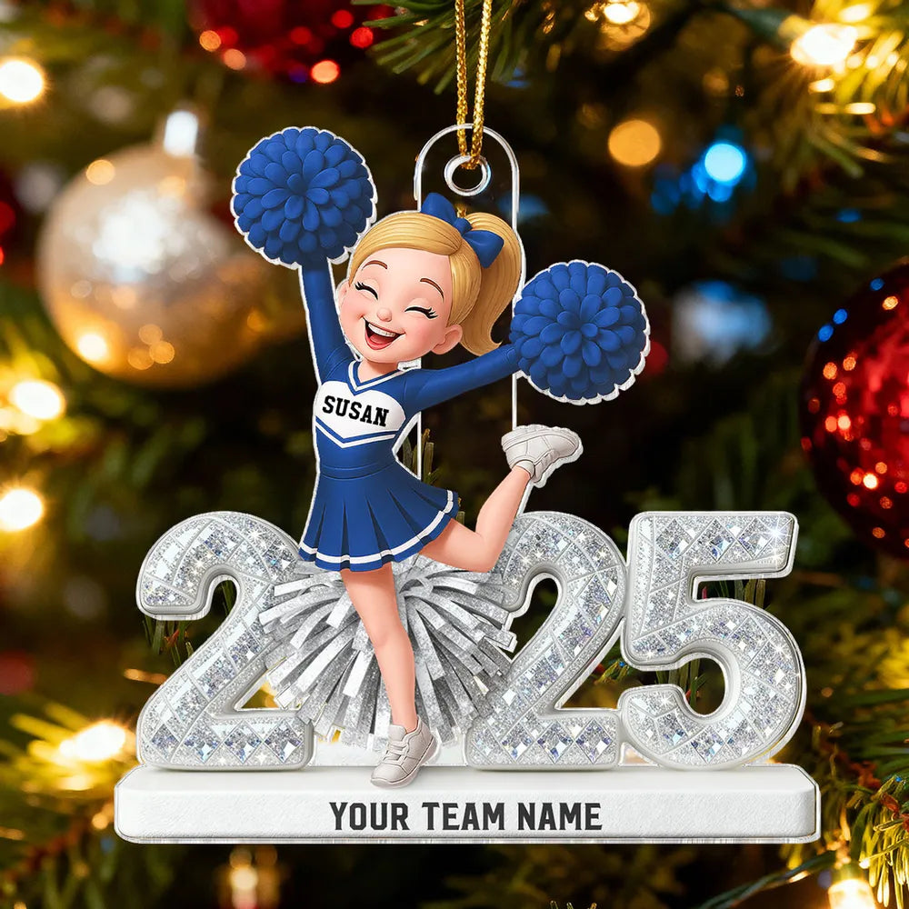 3D Shining Effect Christmas Cheerleader - Personalized Acrylic Ornament - Christmas Gift For Cheerleaders