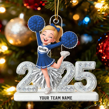 3D Shining Effect Christmas Cheerleader - Personalized Acrylic Ornament - Christmas Gift For Cheerleaders