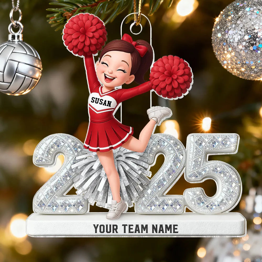 3D Shining Effect Christmas Cheerleader - Personalized Acrylic Ornament - Christmas Gift For Cheerleaders
