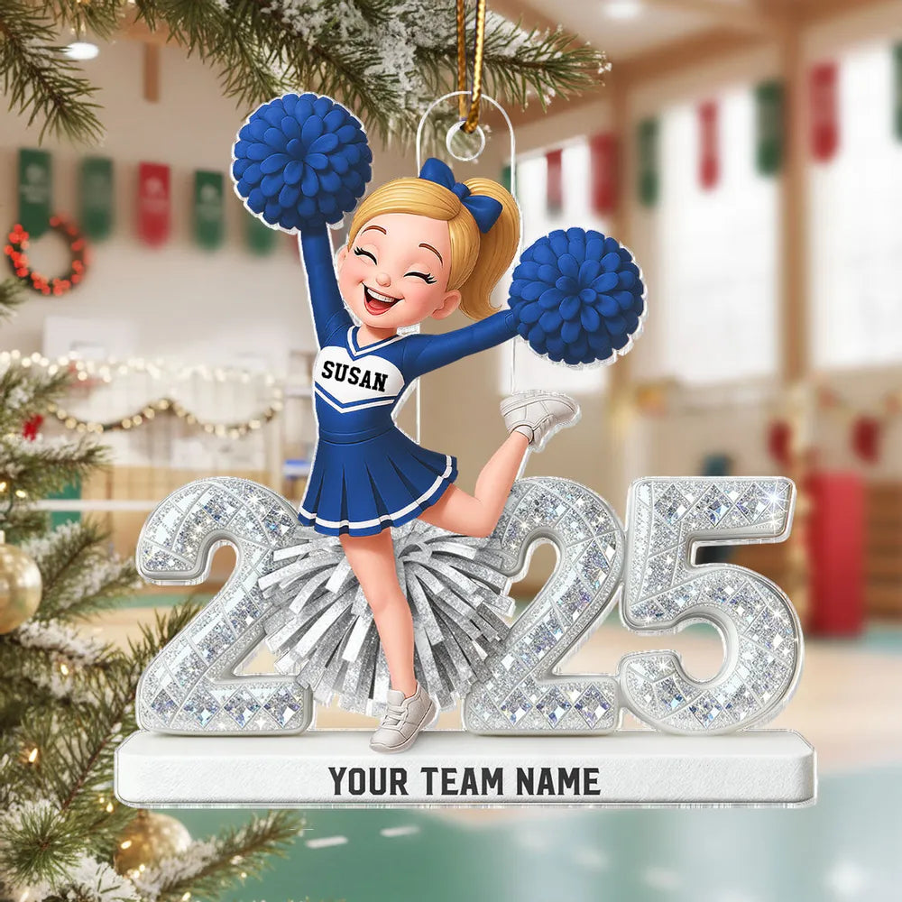 3D Shining Effect Christmas Cheerleader - Personalized Acrylic Ornament - Christmas Gift For Cheerleaders
