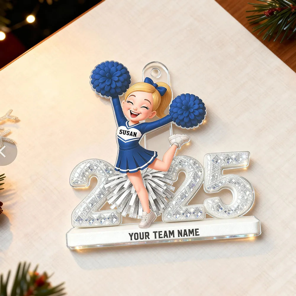3D Shining Effect Christmas Cheerleader - Personalized Acrylic Ornament - Christmas Gift For Cheerleaders
