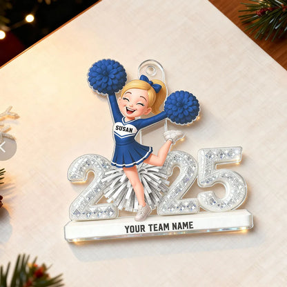 3D Shining Effect Christmas Cheerleader - Personalized Acrylic Ornament - Christmas Gift For Cheerleaders