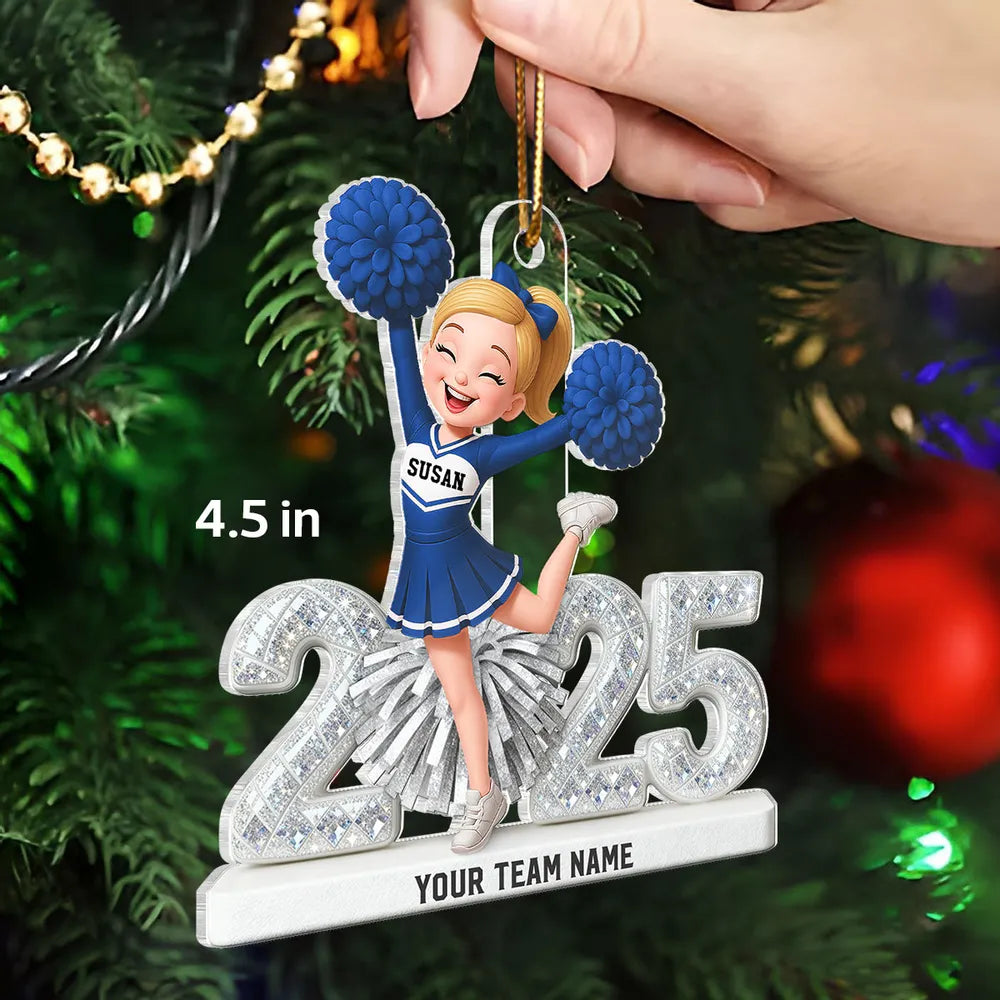 3D Shining Effect Christmas Cheerleader - Personalized Acrylic Ornament - Christmas Gift For Cheerleaders