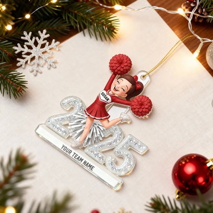 3D Shining Effect Christmas Cheerleader - Personalized Acrylic Ornament - Christmas Gift For Cheerleaders