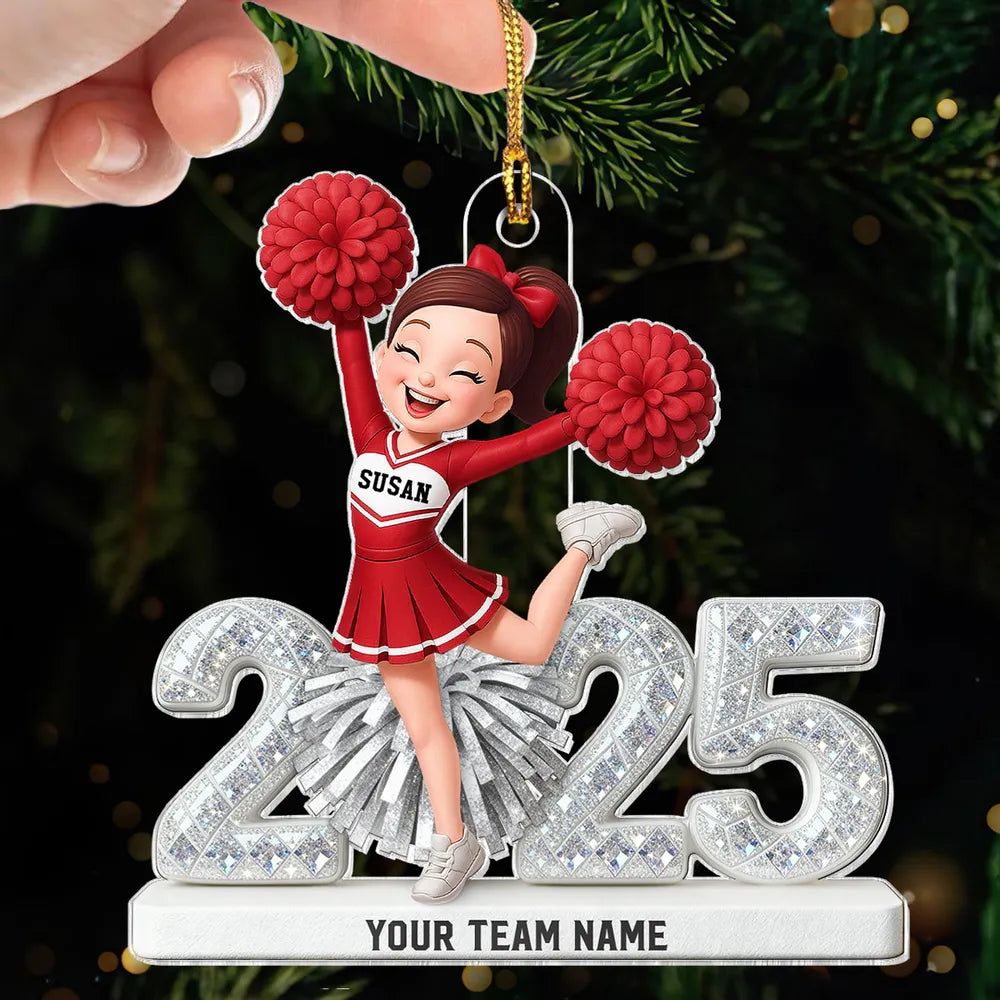 3D Shining Effect Christmas Cheerleader - Personalized Acrylic Ornament - Christmas Gift For Cheerleaders