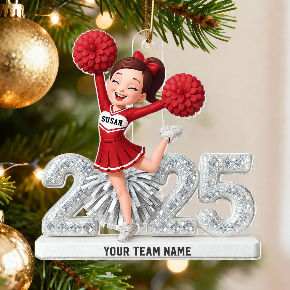 3D Shining Effect Christmas Cheerleader - Personalized Acrylic Ornament - Christmas Gift For Cheerleaders