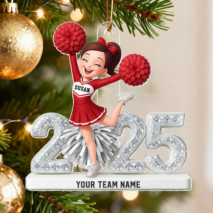 3D Shining Effect Christmas Cheerleader - Personalized Acrylic Ornament - Christmas Gift For Cheerleaders