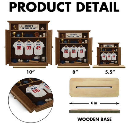 Daddy Dream Team Retro Baseball, Father's Day Gift For Dad, Grandpa Personalized Standing Wooden Plaque