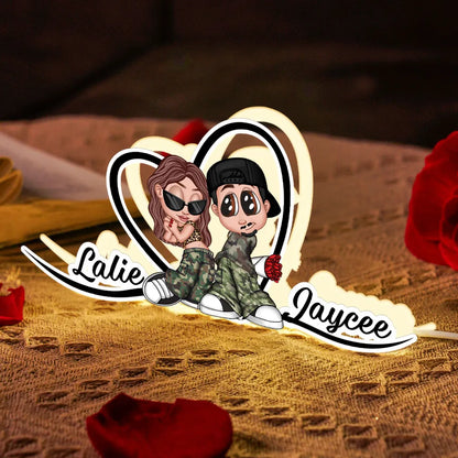 Y2K Couple Heart Shape With Names - Personalized Light Box - Gift for Him, Gift for Her