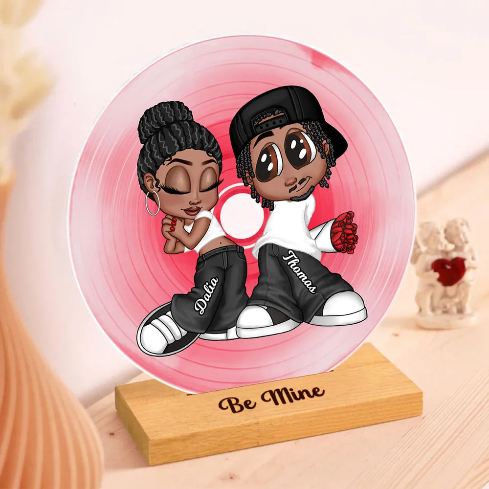 Y2K Couple Retro CD Personalized Acrylic Circle 3D Led Light, Gift, Anniversary Gift for Him, for Her