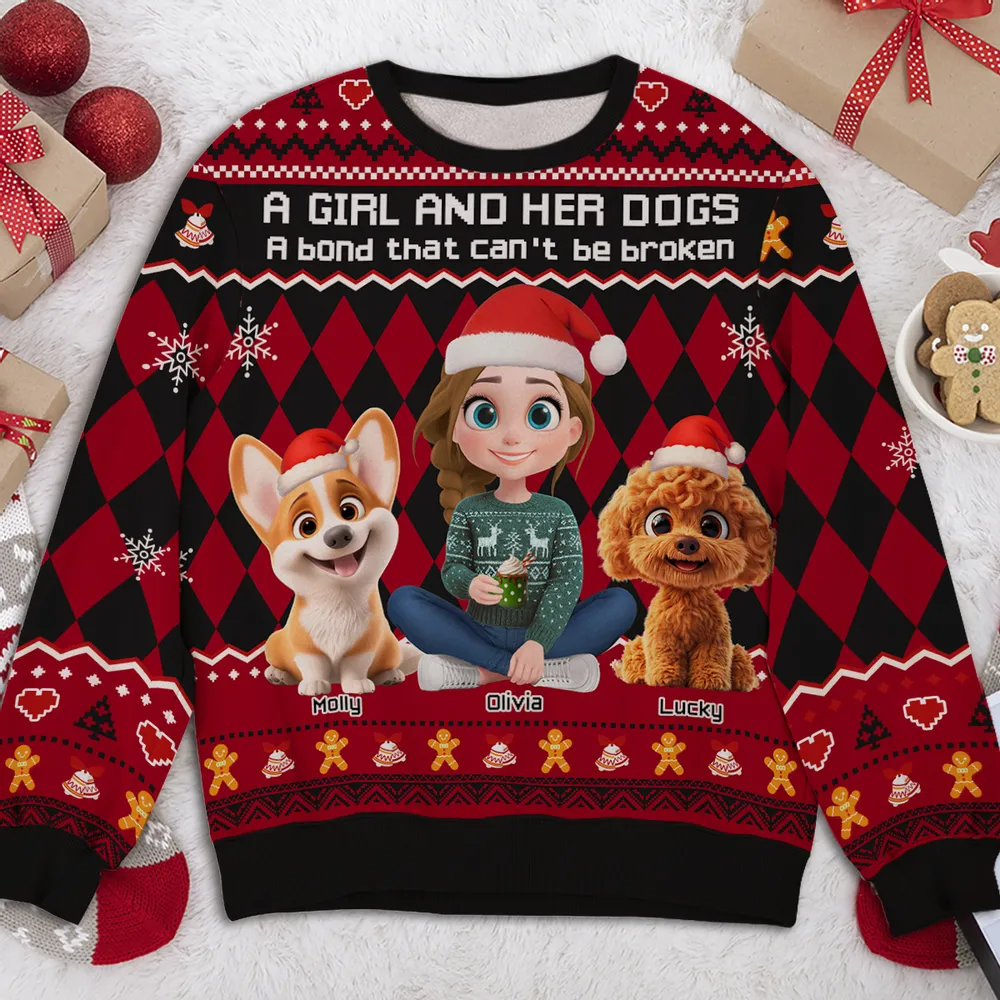 Just A Girl Who Loves Her Dog Christmas - Personalized Custom All-Over-Print Sweatshirt