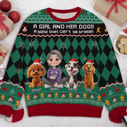 Just A Girl Who Loves Her Dog Christmas - Personalized Custom All-Over-Print Sweatshirt