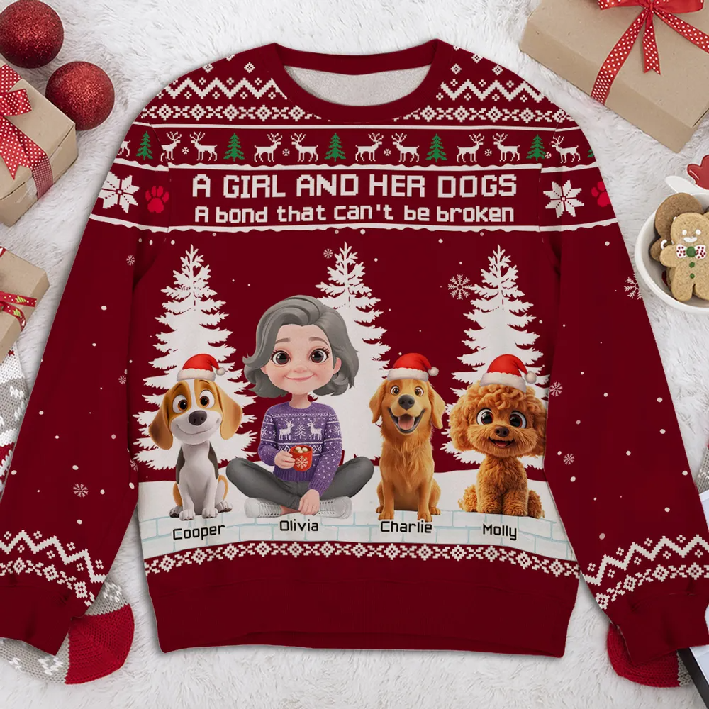 A Girl And Her Dog Christmas - Personalized Custom All-Over-Print Sweatshirt