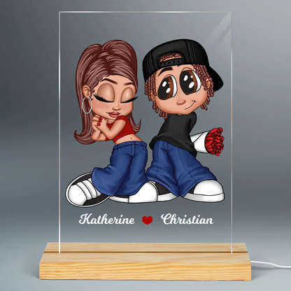 Y2K Couple Personalized LED Night Light, Gift For Him, For Her