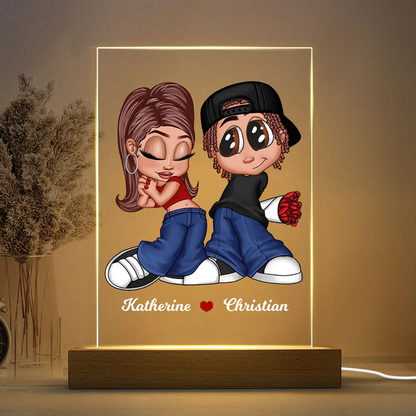 Y2K Couple Personalized LED Night Light, Gift For Him, For Her