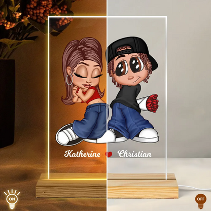 Y2K Couple Personalized LED Night Light, Gift For Him, For Her