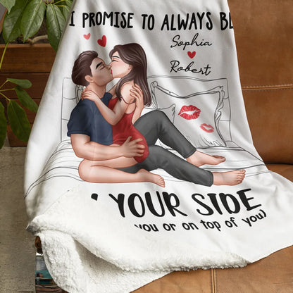 Sexy Kissing Couple Promise To Always By Your Side Personalized Fleece Blanket - Romantic Gift For Couples