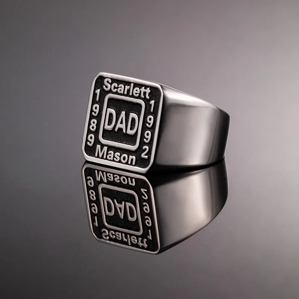 Custom Daddy Name Ring in Silver
