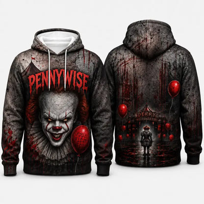 IT/ Pennywise 3D Graphic Print Hoodie Pullover Hooded Sweater