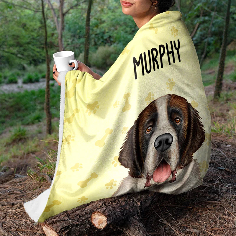 Custom Photo Your Dog Semi-Real Style - Gift For Dog Lovers, Dog Mom, Dog Dad - Personalized Fleece Blanket