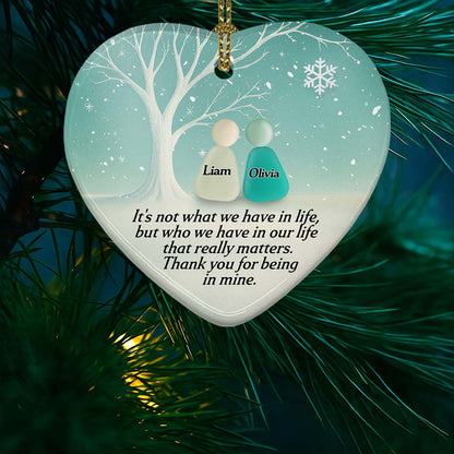 Personalized Heart Shaped Ceramic Ornament - Custom Name