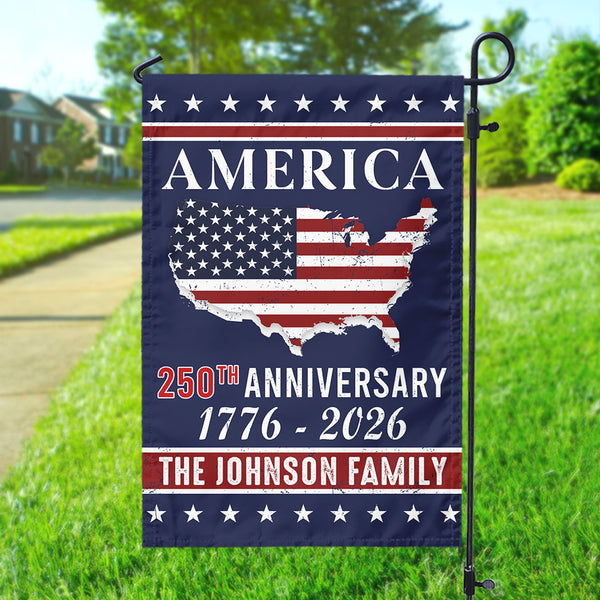 Personalized Family Name America 250th Anniversary Garden Flag