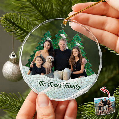 Custom Photo Family Mosaic Style Glass Ornament Christmas Gift