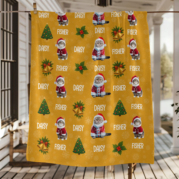Custom Cat Photo Blanket For Christmas - Perfect Holiday Gift For Cat Lovers