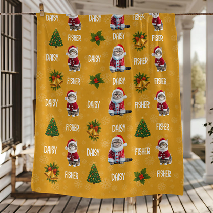 Custom Cat Photo Blanket For Christmas - Perfect Holiday Gift For Cat Lovers