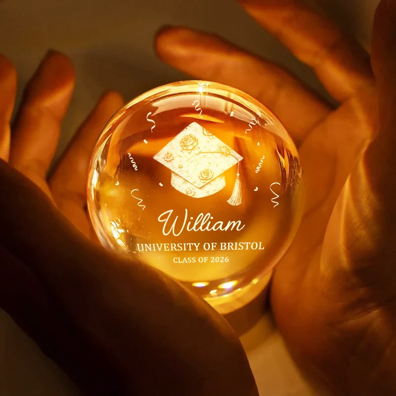 Congrats Graduation - Personalized Crystal Globe Lamp