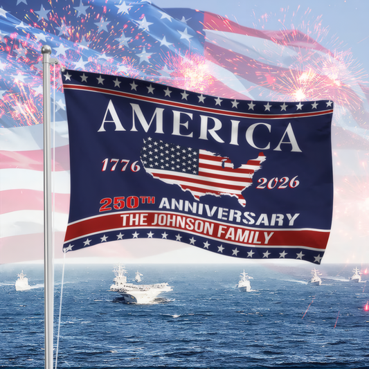 Personalized Family Name America 250th Anniversary Banner House Flag