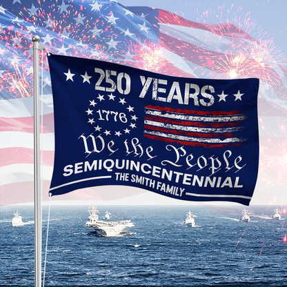 Custom Family Name We The People America 250 Years House Flag