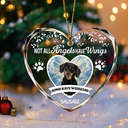 Personalized Pet Memorial Glass Ornament – Not All Angels Have Wings, Some Have Whiskers