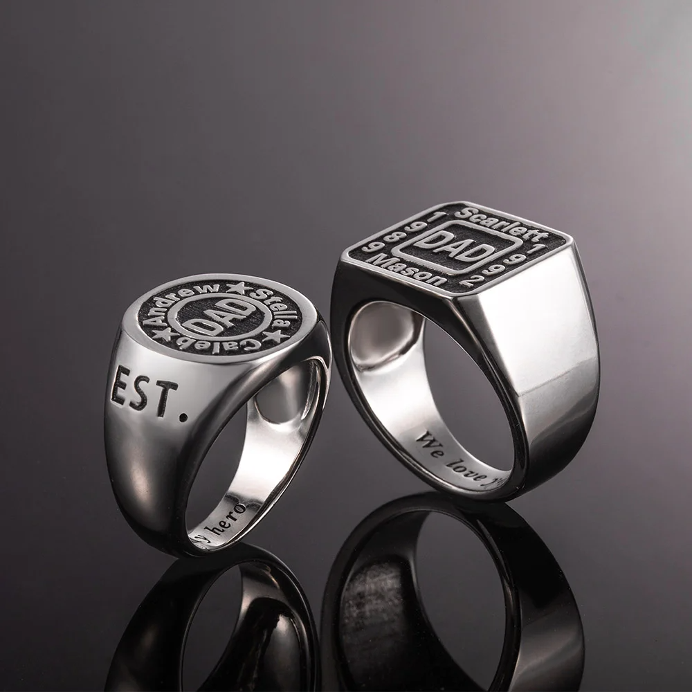 Custom Daddy Name Ring in Silver