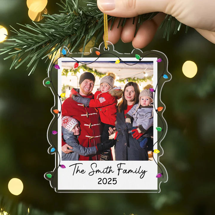 Personalised Acrylic Christmas Ornament for Family with Photo