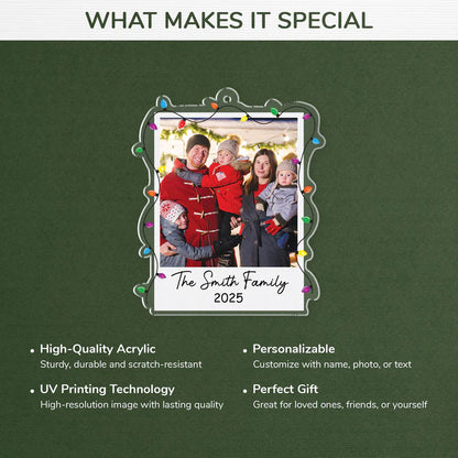 Personalised Acrylic Christmas Ornament for Family with Photo