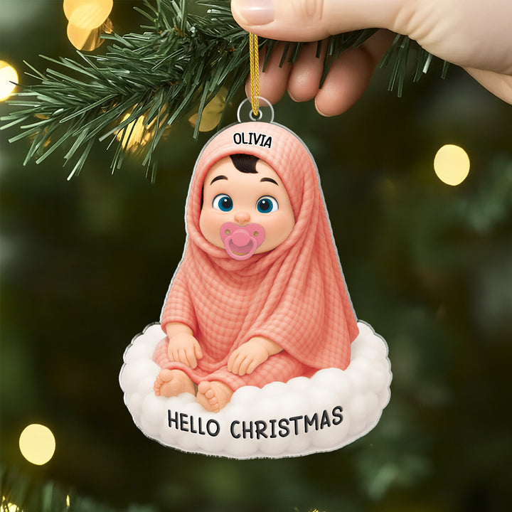 [3D Printing Effect] Personalised Acrylic Baby's First Christmas Ornaments for Newborns