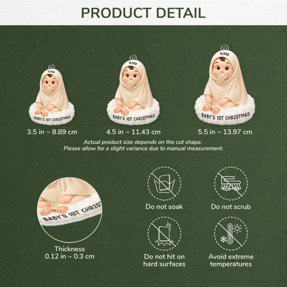 [3D Printing Effect] Personalised Acrylic Baby's First Christmas Ornaments for Newborns