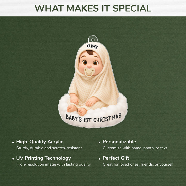 [3D Printing Effect] Personalised Acrylic Baby's First Christmas Ornaments for Newborns